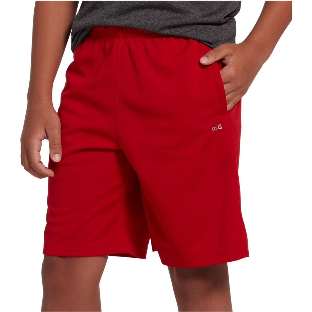 DSG Boys Medium True Scarlet Solid Mesh Training Activewear Workout Shorts J12-6